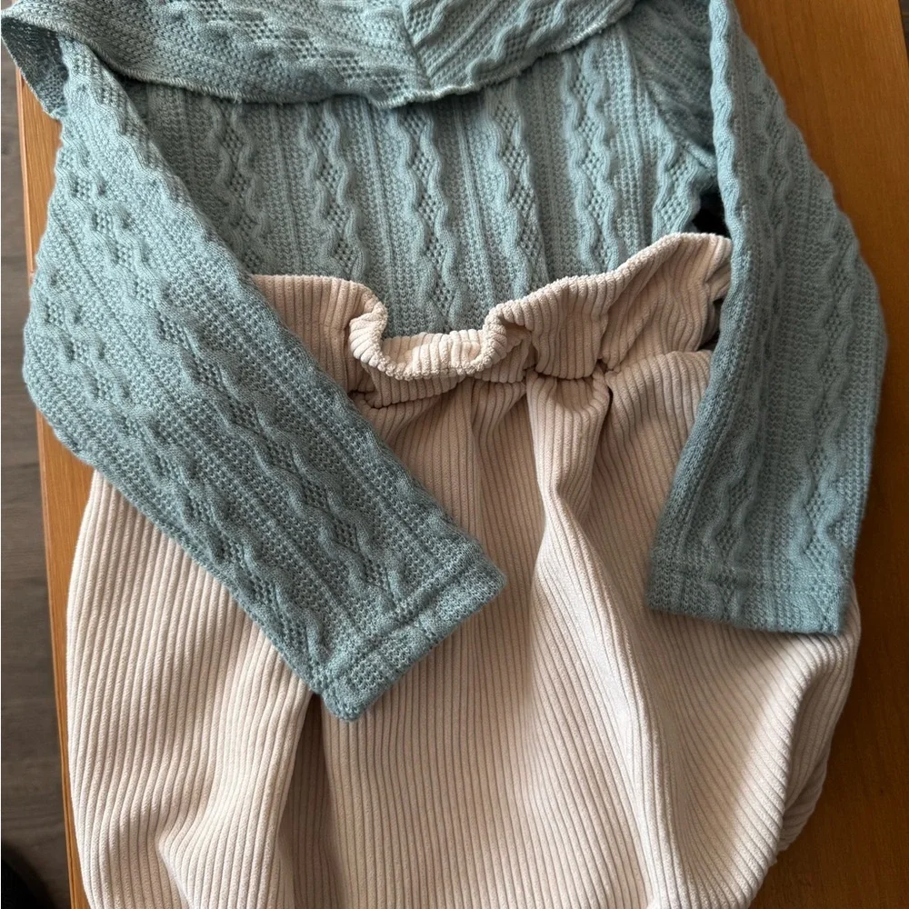 Mint Green and Cream Baby Romper